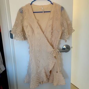 Cream, short sleeved dress